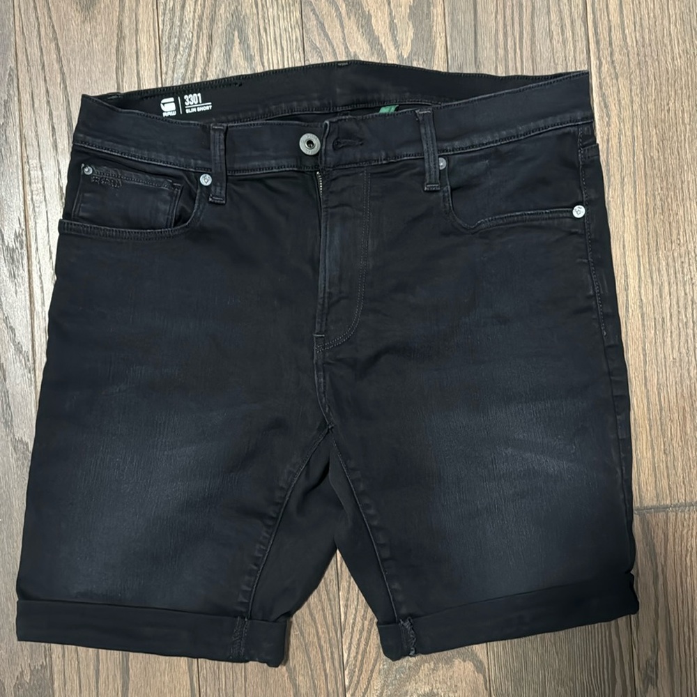 G-Star Raw 3301 Men’s Slim (Jean) Shorts - Sz 34 - Black